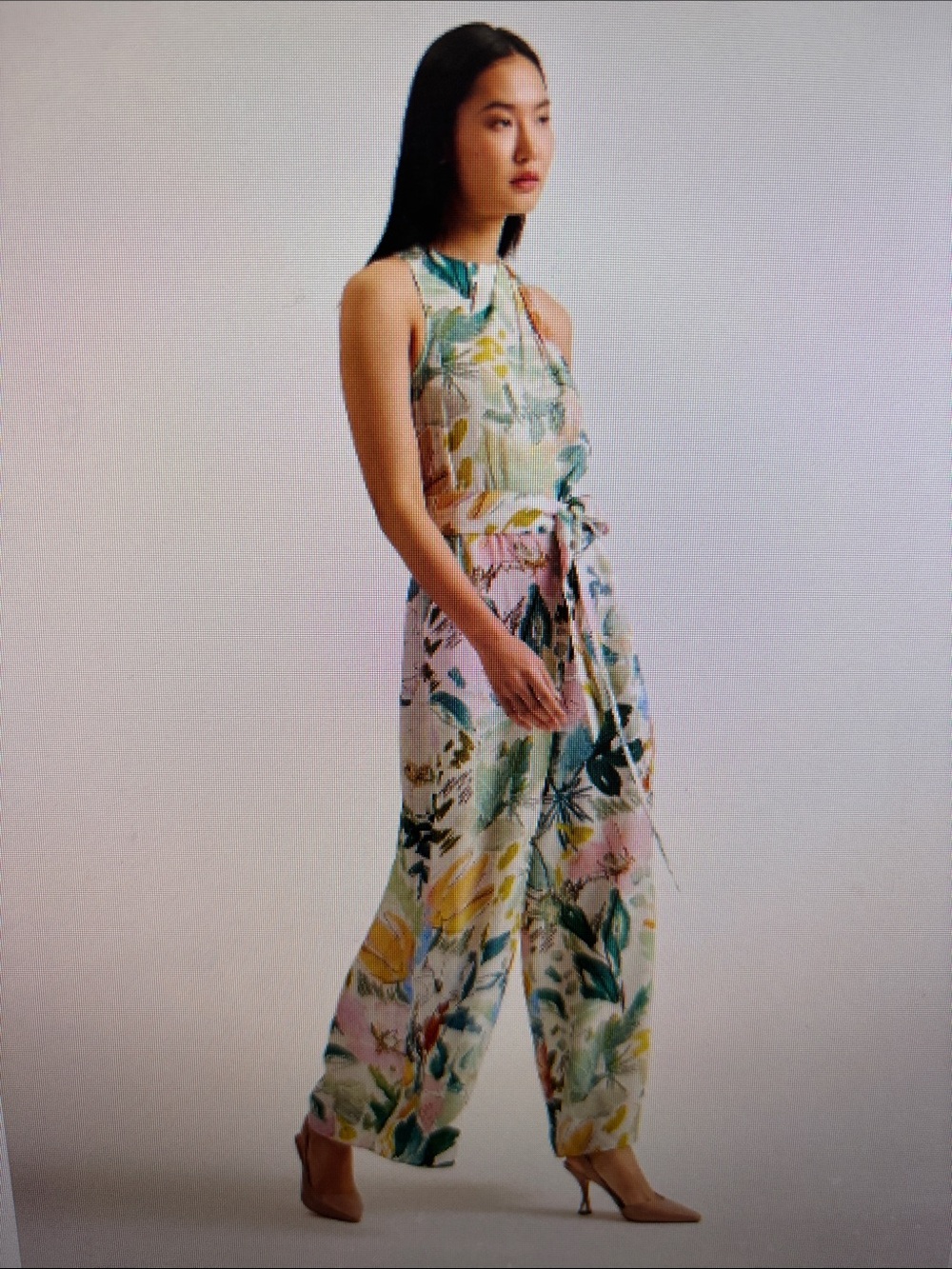 Ted Baker London Laylas Pastel Floral Wide-Leg belted Jumpsuit, sz 2